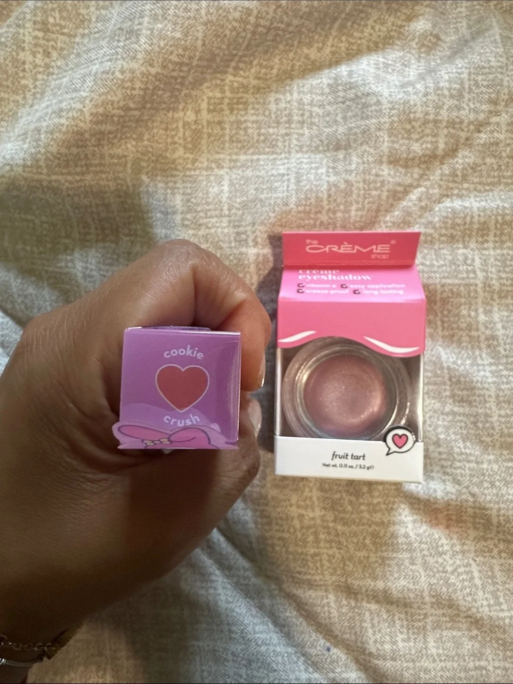 The Crème Shop Fruit Tart Cream Eyeshadow And Pink lip & Cheek stain